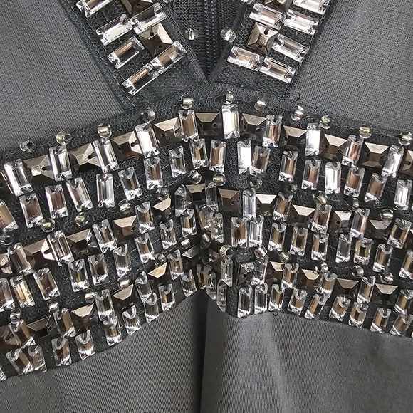 VENUS NWT Dress 8 Gray Long Sleeve Plunge Babydoll - Picture 4 of 10